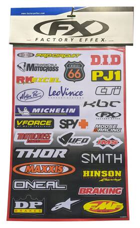 10-68002 Cru Products 466751 Factory Effex Sponsor Sticker Kits Kit B 13 Inch X 19 Sheet