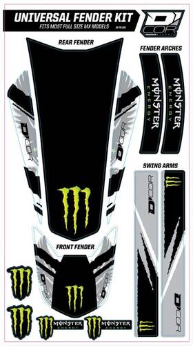 15-70-101 Dcor Universal Fender Trim Decals - Monster White Motorcycle Dirt Bike