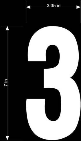 Xt73w-3 Dirt Digits Extreme Competition Stick-on 7 Inch White Number - 3