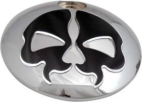 0703-0791 Drag Specialties Split Skull Fuel Door - Chrome With Black