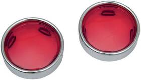 144757 Drag Specialties Ds Deuce-style Deep-dish Turn Signal Bezels With Lenses Red Harley Davidson