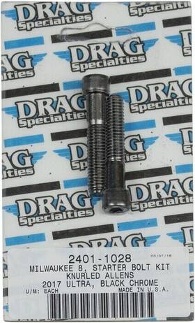 3325029 Drag Specialties 201263 Starter Bolt Kit Knurled Black/chrome #3325029