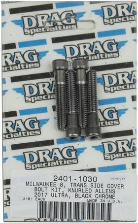 3325031 Drag Specialties 201265 Transmission Side Cover Bolt Kit Knurled Black/chrome #3325031