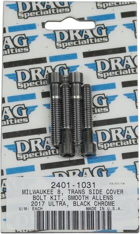 3325032 Drag Specialties 201266 Transmission Side Cover Bolt Kit Smooth Black/chrome #3325032