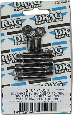 3325035 Drag Specialties 201269 Handlebar Controls Bolt Kit Knurled Black/chrome #3325035