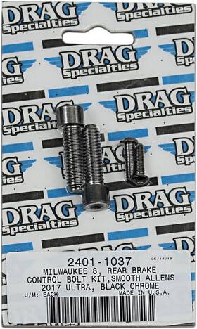 3325038 Drag Specialties 201272 Rear Brake Control Bolt Kit Smooth Black/chrome #3325038