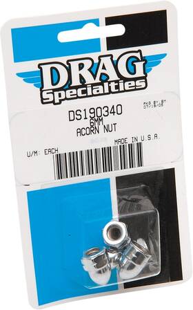 Ds-190340 Drag Specialties Chrome Ware Acorn Nuts 6mm #ds-190340