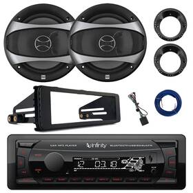 R-alpha100-d65sp-dsa98-drab98 Dual Electronics Infinity Bluetooth Mp3 Receiver 2x 6.5 Inch 100w Speakers With Harley Accessories