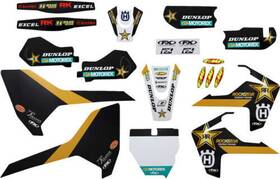 25-09604 Factory Effex Evo 19 Shroud Graphic Kit Black White Yellow Husqvarna 469633