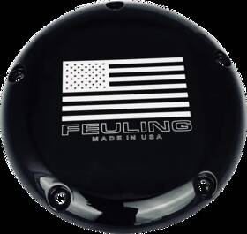 3454gpjj2w Feuling Black Derby Cover W Laser Engraved Flag Harley Dyna Switchback 12-16