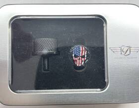 0820-0180 Figurati Designs Seat Knob Black Red White &blue Skull Retails For 47.95 1/4-20