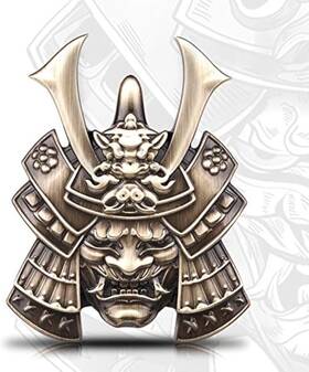 St2012-0001 Fsforcar Skull Samurai Warrior Metal Car Sticker Japanese Mask Type B - Bronze