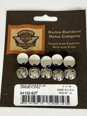 94132-93t Harley-davidson Lot Of 10 Genuine Allen Hole Plug 3/8 Inch Chrome-qty