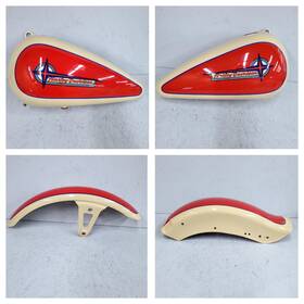 98400e077 Harley-davidson 93 Fxsts Softail Springer Painted Tins Set Tan And Red