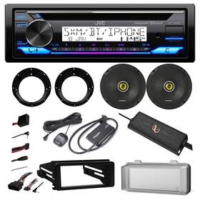 Kdt92mbs-sxv300-99-3002aam Jvc-siriesxm-kicker-metra-rockford-fosgate Marine Cd Radio 2x 6.5 Inch Speakers Amp Xm Tuner Harley Install Accessories