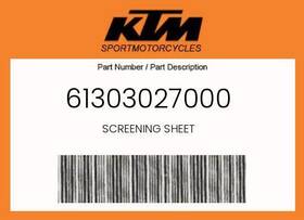 61303027000 Ktm Genuine Screening Sheet -