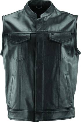 094401 Kuryakyn Leather Vandal Club Vest Black Xl With Concealed Storage