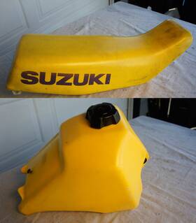 41445445454 Suzuki Lot Vintage Rm125 Rm 125 Seat Saddle Fuel Tank Yellow Ds80 Yazaki