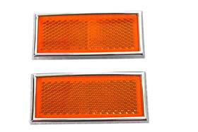 59254-72 V-twin Manufacturing 33-0033 Front Amber Reflector Set With Chrome Frame Harley Sportster 1972-up #59254-72