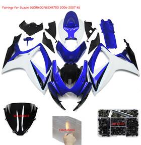 Fwk6-82 Wynmoto #xindaowenrose Blue White Fairings Ki For 2006 2007 Suzuki Gsxr600 Gsxr750 06 07 Abs Bodywork