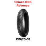 New Shinko 005 Advance Motorcycle Tire Front 130/70-18". Fixed Price $129.95.