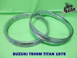 Fit Suzuki T500M Titan 1975 Front & Rear Chrome Steel Wheel Rim **AS1921**. Fixed Price $124.25.