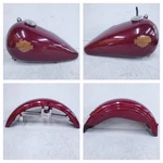 Fx Shovelhead Custom Painted Tins Set Harley Split Tank Fenders Wine Aftermarket. Fixed Price $350.00.