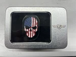 Figurati Designs Antenna Cover Right H-d Black Red White & Blue Skull 316L Ss. Fixed Price $30.00.