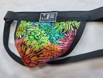Modern Style Jockstrap, Fireworks Fabric Jock, Black Waistband Leg Straps. Fixed Price $29.50.