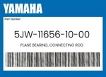 Yamaha Genuine Plane Bearing, Connecting Rod 5JW-11656-10-00. Fixed Price $12.83.