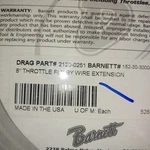 Harley Barnett 2120-0251 Extension Tbw Cable 08-13 Touring 7.99IN " B18. Fixed Price $30.60.