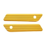 Arlen Ness, Side Bag Closure Covers Set. 10-GAUGE, 14-21 Gold Touring. Fixed Price $436.50.