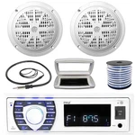 Pyle 1-DIN Marine MP3 Receiver W/white Cover, 2X 4'' 100W Max Dual Cone Speakers. Fixed Price $96.99.