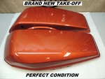 Oem Harley '24 Road / Street Glide Right Left Saddlebag Covers Lids Whiskey Fire. Fixed Price $350.00.