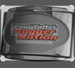 Paul Yaffe's Bagger Nation License Plate Frame Chrome PYO:USLP3-C-23L. Fixed Price $150.00.