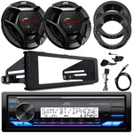 Jvc Marine Stereo Receiver, 2X 6.5" Speakers, Handlebar Kit, Harley Accessories. Fixed Price $303.99.