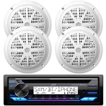 Jvc KD-T92MBS Single Din Marine Cd Receiver, 4X 4'' 100W Dual Cone Speakers. Fixed Price $220.49.
