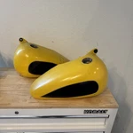 Harley Fat Boy Evo Gas Fuel Petro Split Tanks Left Right Chopper. Fixed Price $199.00.