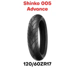 New Shinko 005 Advance Motorcycle Tire Front 120/60-17" Zr. Fixed Price $87.95.