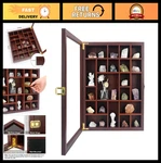 Adjustable Rock Display Case - Glass Lid Wooden Cabinet For Minerals, Fossils,. Fixed Price $111.59.